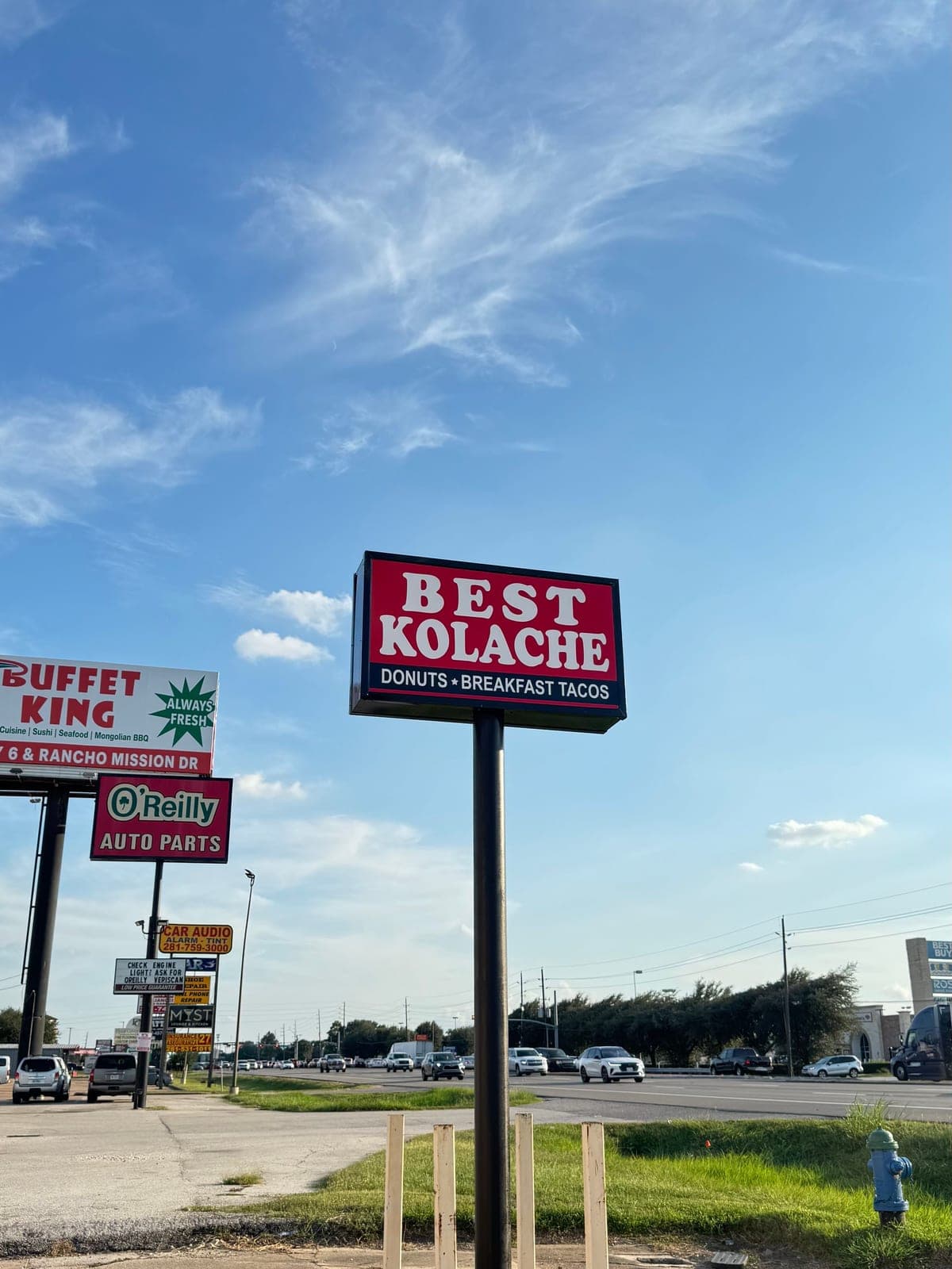 BEST KOLACHE road sign on Highway 6 South in Houston